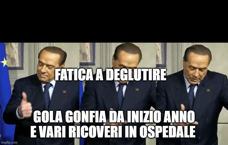 Berlusconi Count Meme | FATICA A DEGLUTIRE; GOLA GONFIA DA INIZIO ANNO E VARI RICOVERI IN OSPEDALE | image tagged in berlusconi count meme | made w/ Imgflip meme maker