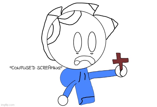 STAY BACK DEVIANTART | image tagged in sketchy holding a cross | made w/ Imgflip meme maker