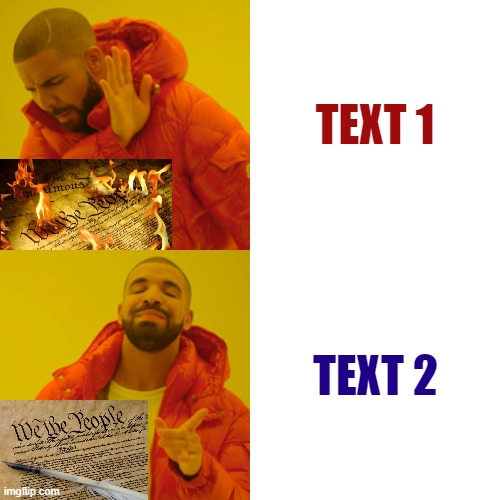Drake hotline bling constitution edition | TEXT 1; TEXT 2 | image tagged in drake hotline bling constitution edition | made w/ Imgflip meme maker