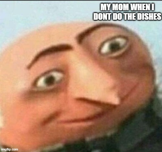 this is fact100 | MY MOM WHEN I DONT DO THE DISHES | image tagged in gru,gr,memes,mom | made w/ Imgflip meme maker