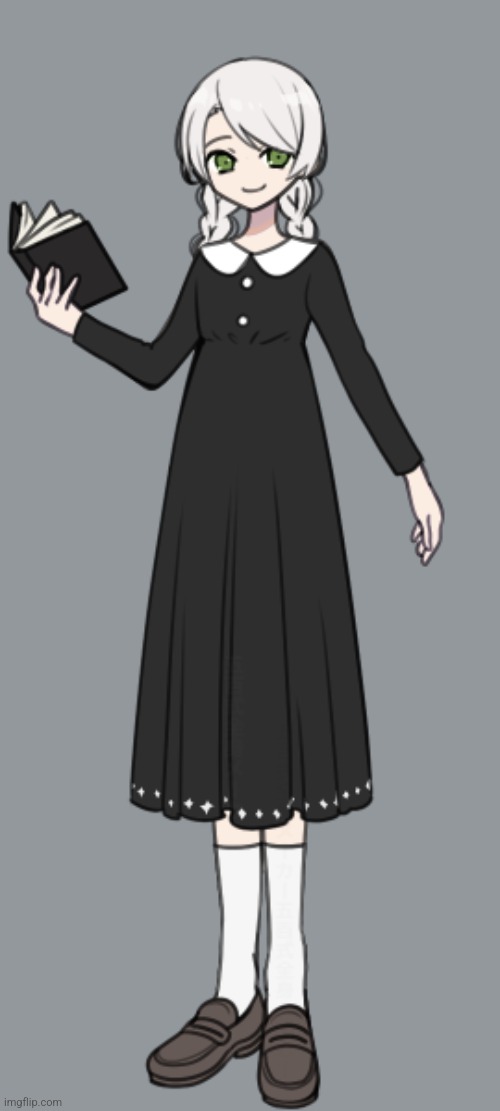 My OC Frost's Halloween costume! She's Wednesday Addams | image tagged in wednesday,addams family,halloween | made w/ Imgflip meme maker