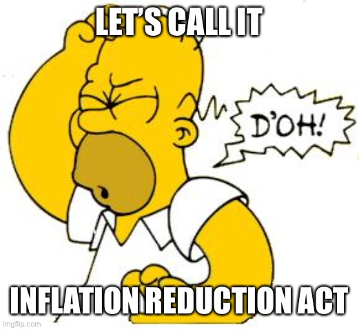 homer doh | LET’S CALL IT INFLATION REDUCTION ACT | image tagged in homer doh | made w/ Imgflip meme maker