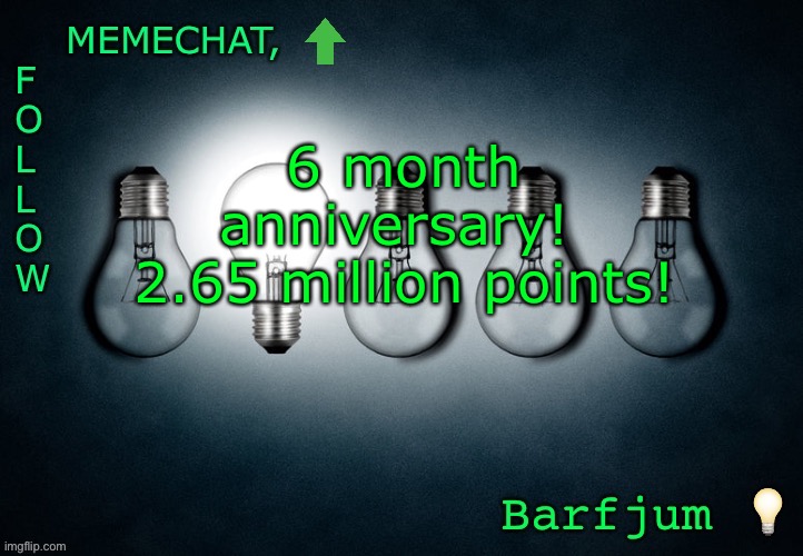 6 months! | 6 month anniversary! 
2.65 million points! | image tagged in premium announcement | made w/ Imgflip meme maker