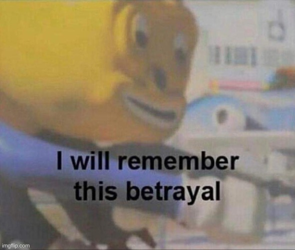 I Will Remember This Betrayal | image tagged in i will remember this betrayal | made w/ Imgflip meme maker