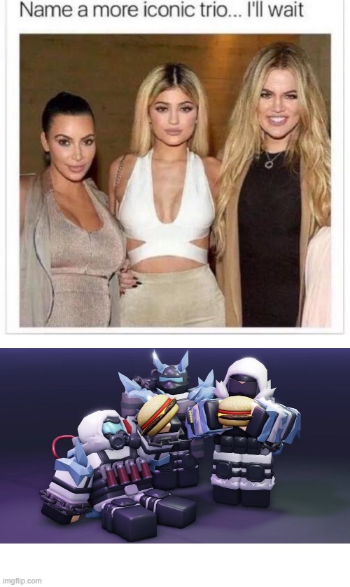 Name a More Iconic Trio TDS | image tagged in name a more iconic trio,tds,tower defense simulator | made w/ Imgflip meme maker