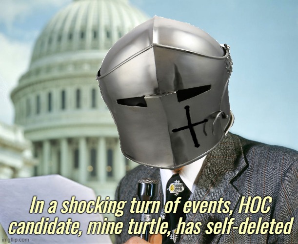 without fail | In a shocking turn of events, HOC candidate, mine turtle, has self-deleted | image tagged in rmk,classic mine turtle,ip stream | made w/ Imgflip meme maker