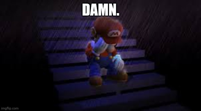 Gadoober | DAMN. | image tagged in sad mario | made w/ Imgflip meme maker