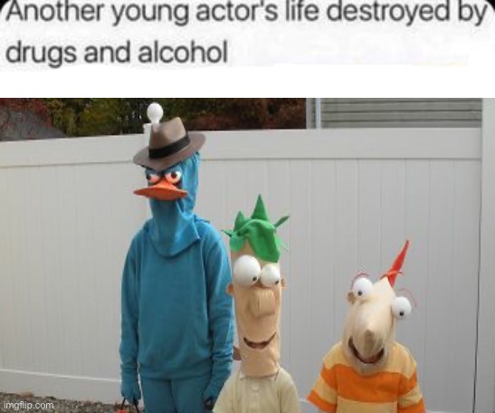image tagged in cursed,bad halloween costume,phineas and ferb,cursed image,funny,another young actor | made w/ Imgflip meme maker