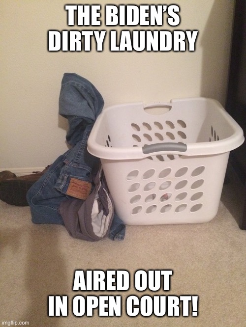 Dirty Laundry | THE BIDEN’S DIRTY LAUNDRY AIRED OUT IN OPEN COURT! | image tagged in dirty laundry | made w/ Imgflip meme maker