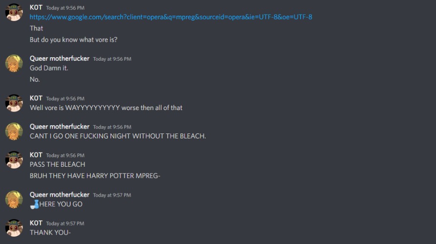 We have the bleach just say in comments if you want it (also she asked what mpreg was so yeah-) | made w/ Imgflip meme maker