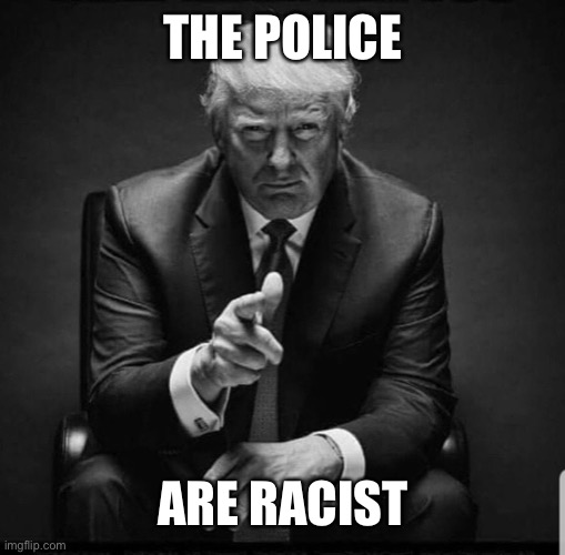 Trump | THE POLICE ARE RACIST | image tagged in trump | made w/ Imgflip meme maker