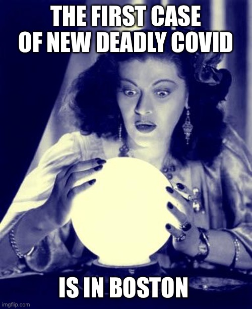 Crystal Ball | THE FIRST CASE OF NEW DEADLY COVID IS IN BOSTON | image tagged in crystal ball | made w/ Imgflip meme maker