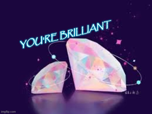 You're Brilliant | YOU'RE BRILLIANT | image tagged in brilliant,memes,diamond,too bright | made w/ Imgflip meme maker