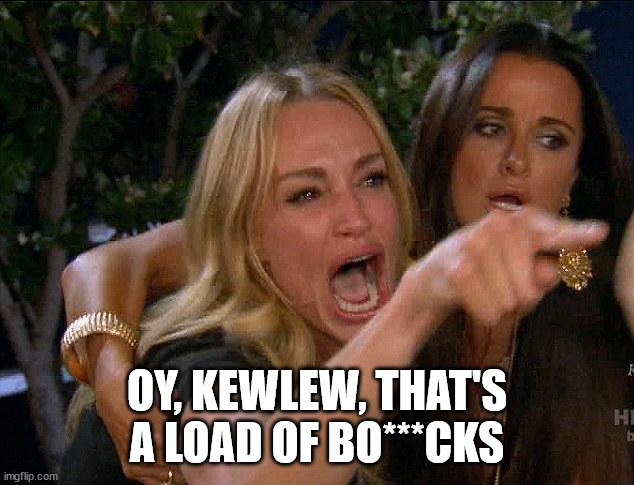 Woman shouting and pointing | OY, KEWLEW, THAT'S A LOAD OF BO***CKS | image tagged in woman shouting and pointing | made w/ Imgflip meme maker