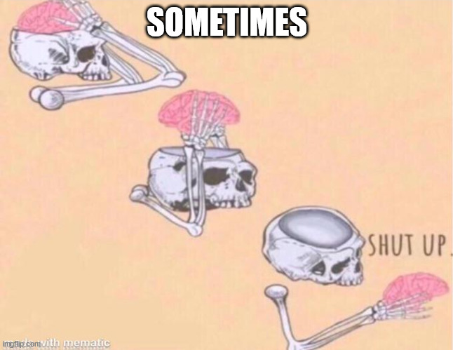 skeleton shut up meme | SOMETIMES | image tagged in skeleton shut up meme | made w/ Imgflip meme maker