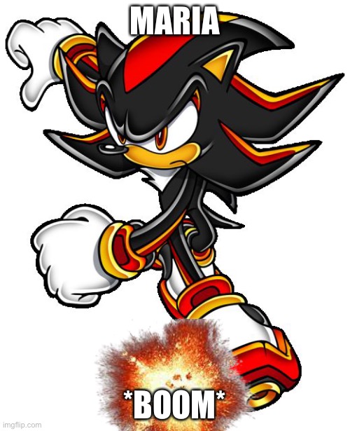 Shadow the hedgehog | MARIA; *BOOM* | image tagged in shadow the hedgehog,sonic the hedgehog | made w/ Imgflip meme maker