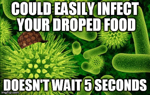 COULD EASILY INFECT YOUR DROPED FOOD DOESN'T WAIT 5 SECONDS | image tagged in scumbag,AdviceAnimals | made w/ Imgflip meme maker