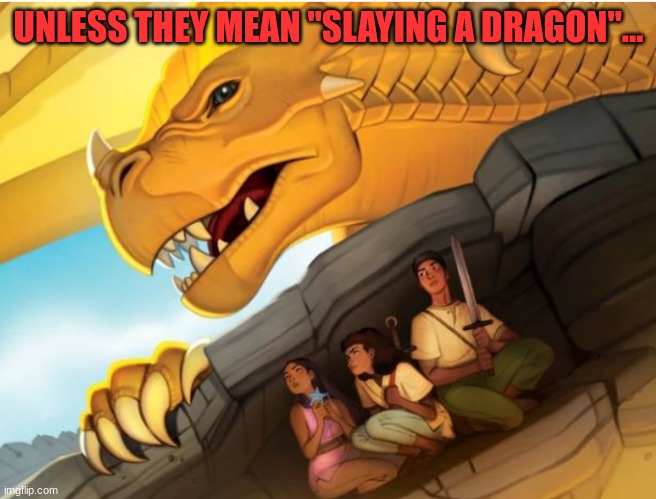 don't be one of those girls who scream "omg slaaay", unless... | UNLESS THEY MEAN "SLAYING A DRAGON"... | image tagged in dragonslayer | made w/ Imgflip meme maker