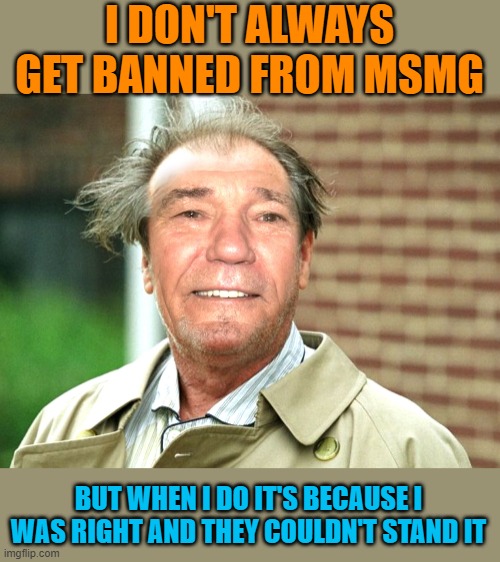 I DON'T ALWAYS GET BANNED FROM MSMG; BUT WHEN I DO IT'S BECAUSE I WAS RIGHT AND THEY COULDN'T STAND IT | made w/ Imgflip meme maker