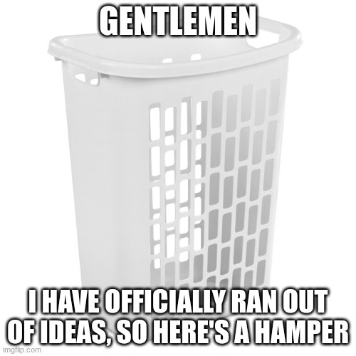 brain | GENTLEMEN; I HAVE OFFICIALLY RAN OUT OF IDEAS, SO HERE'S A HAMPER | image tagged in empty | made w/ Imgflip meme maker