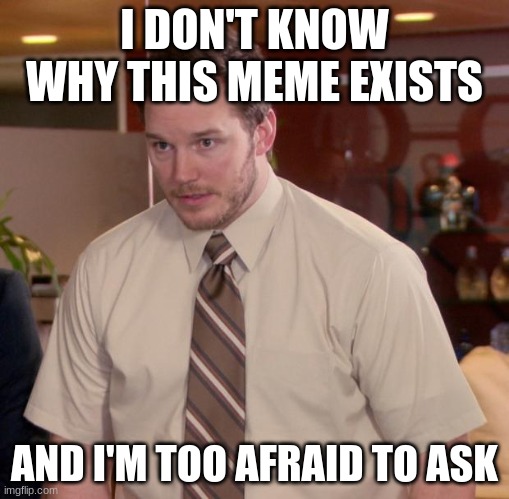idk | I DON'T KNOW WHY THIS MEME EXISTS; AND I'M TOO AFRAID TO ASK | image tagged in memes,afraid to ask andy | made w/ Imgflip meme maker