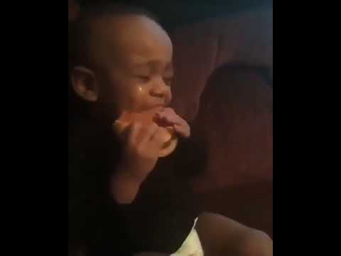 High Quality Crying Baby eating Hamburger Blank Meme Template