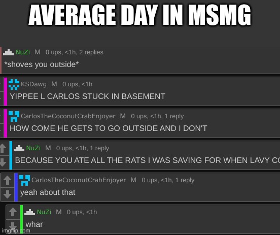 AVERAGE DAY IN MSMG | made w/ Imgflip meme maker