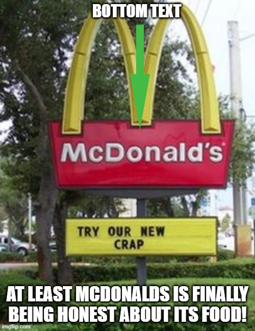 Honesty! - Still The Best Policy... | BOTTOM TEXT; AT LEAST MCDONALDS IS FINALLY BEING HONEST ABOUT ITS FOOD! | image tagged in memes,mcdonalds,fast food,humor,funny,funny memes | made w/ Imgflip meme maker