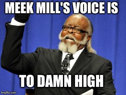 Too Damn High Meme | MEEK MILL'S VOICE IS TO DAMN HIGH | image tagged in memes,too damn high | made w/ Imgflip meme maker