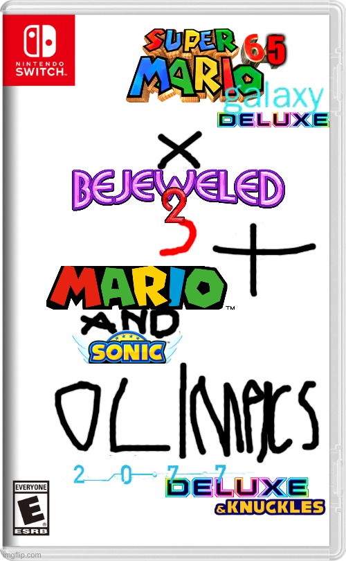 super mario 65 galaxy deluxe x bejeweled 3 + mario and sonic Olympics 2077 deluxe and knuckles | 5 | image tagged in nintendo switch,mario,bejeweled 3,mario and sonic olympics 2077,deluxe | made w/ Imgflip meme maker