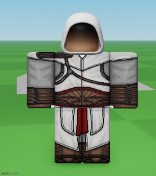 guys, look! a terrible attempt at recreating altair from ac 1 in roblox! | made w/ Imgflip meme maker