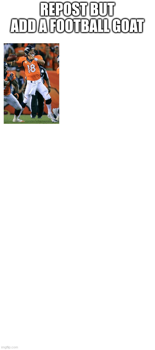 Blank White Template | REPOST BUT ADD A FOOTBALL GOAT | image tagged in blank white template | made w/ Imgflip meme maker