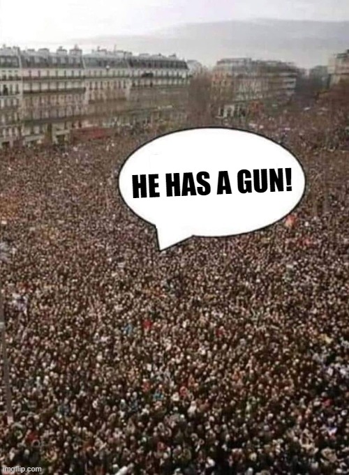 ... | HE HAS A GUN! | image tagged in guns,funny,nsfw | made w/ Imgflip meme maker