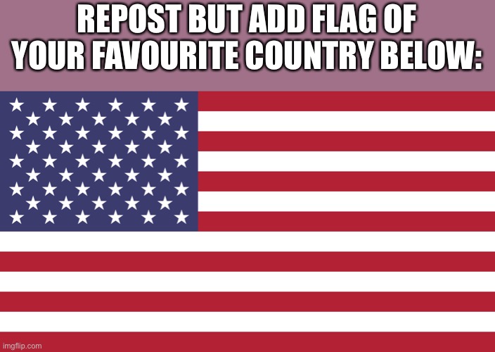 Flag of USA | REPOST BUT ADD FLAG OF YOUR FAVOURITE COUNTRY BELOW: | image tagged in flag of usa | made w/ Imgflip meme maker