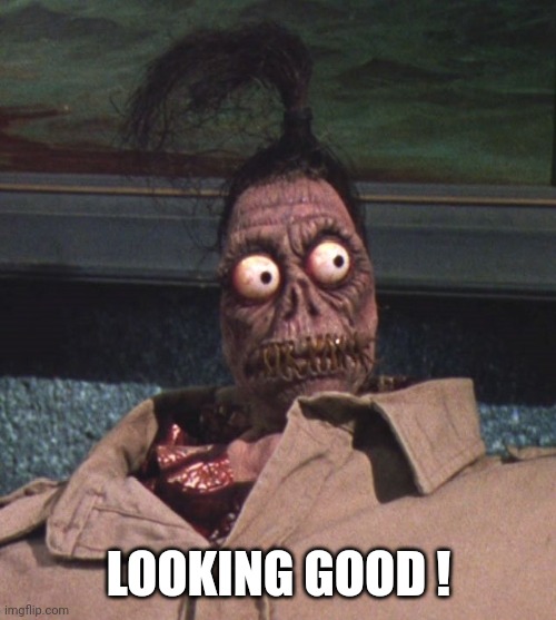 Shrunken head Beetlejuice | LOOKING GOOD ! | image tagged in shrunken head beetlejuice | made w/ Imgflip meme maker