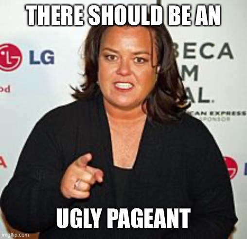 Rosie O'Donnell Pointing | THERE SHOULD BE AN UGLY PAGEANT | image tagged in rosie o'donnell pointing | made w/ Imgflip meme maker