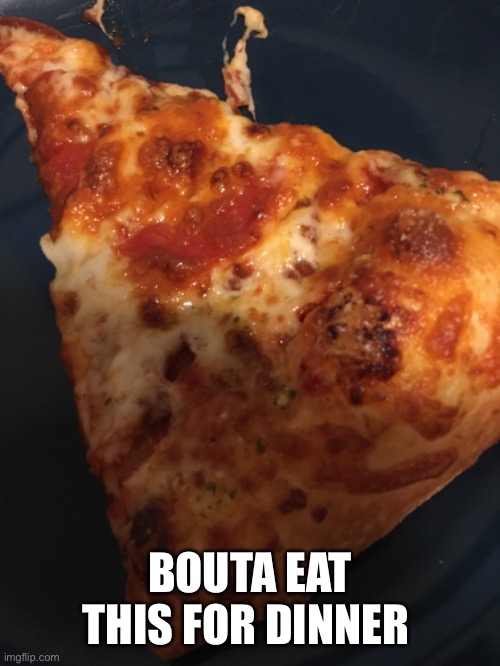 Dinner go brrrrr | BOUTA EAT THIS FOR DINNER | image tagged in pizza time continues | made w/ Imgflip meme maker