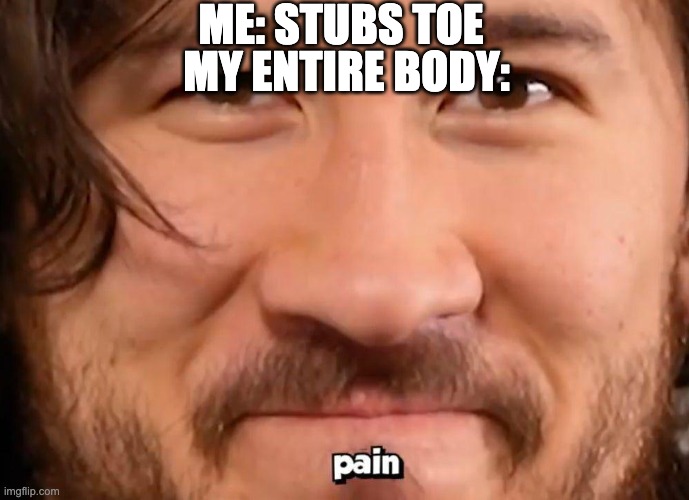 pain | ME: STUBS TOE; MY ENTIRE BODY: | image tagged in pain | made w/ Imgflip meme maker