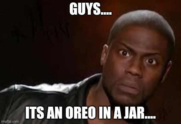 :facepalm: | GUYS.... ITS AN OREO IN A JAR.... | image tagged in wth | made w/ Imgflip meme maker