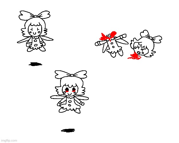 Even more Ribbon sketches | image tagged in kirby,fanart,sketch,blood,gore,funny | made w/ Imgflip meme maker