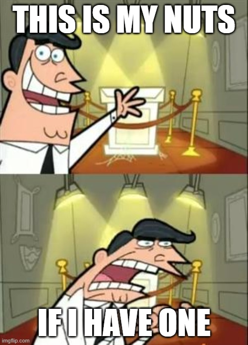 This Is Where I'd Put My Trophy If I Had One | THIS IS MY NUTS; IF I HAVE ONE | image tagged in memes,this is where i'd put my trophy if i had one | made w/ Imgflip meme maker