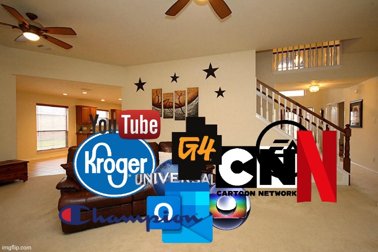 Logo Gang | image tagged in logo,warner bros,comcast,microsoft,oh wow are you actually reading these tags,living room ceiling fans | made w/ Imgflip meme maker