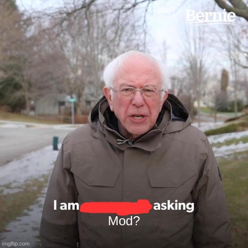 Bernie I Am Once Again Asking For Your Support | Mod? | image tagged in memes,bernie i am once again asking for your support | made w/ Imgflip meme maker