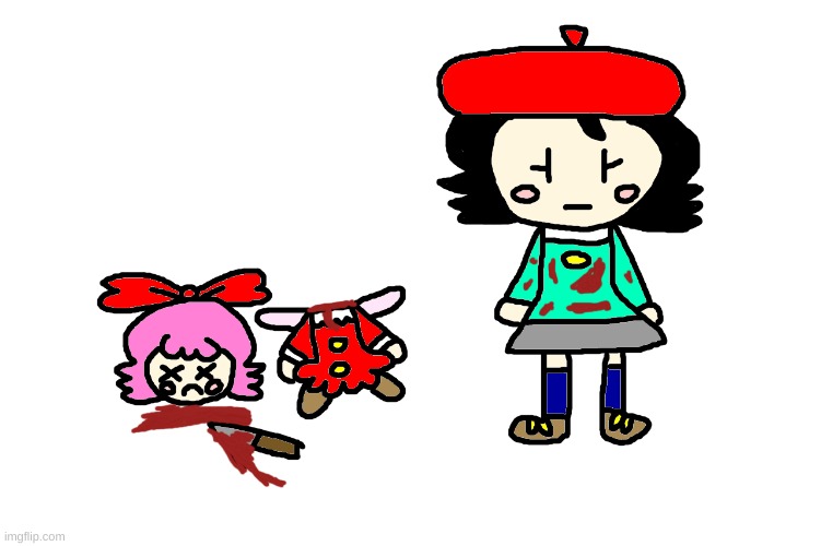 If Adeleine gets the blame | image tagged in kirby,gore,blood,funny,fanart,comics/cartoons | made w/ Imgflip meme maker