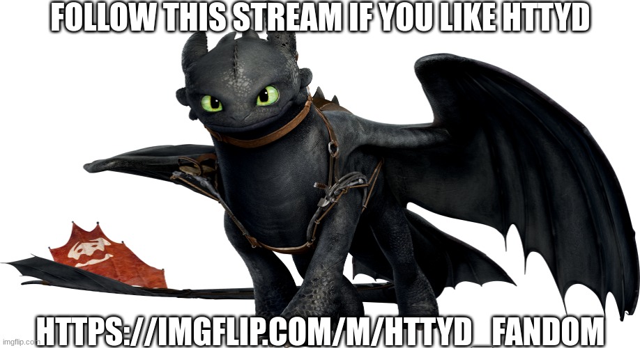 Who likes dragons? | FOLLOW THIS STREAM IF YOU LIKE HTTYD; HTTPS://IMGFLIP.COM/M/HTTYD_FANDOM | image tagged in toothless httyd | made w/ Imgflip meme maker
