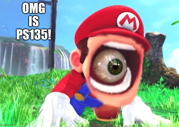 no way no way | OMG IS PS135! | image tagged in mario screaming,eyes,classics | made w/ Imgflip meme maker