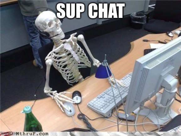 Waiting skeleton | SUP CHAT | image tagged in waiting skeleton | made w/ Imgflip meme maker
