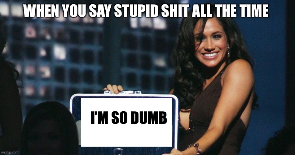 Meghan Markel Deal or No deal | WHEN YOU SAY STUPID SHIT ALL THE TIME; I’M SO DUMB | image tagged in meghan markel deal or no deal | made w/ Imgflip meme maker