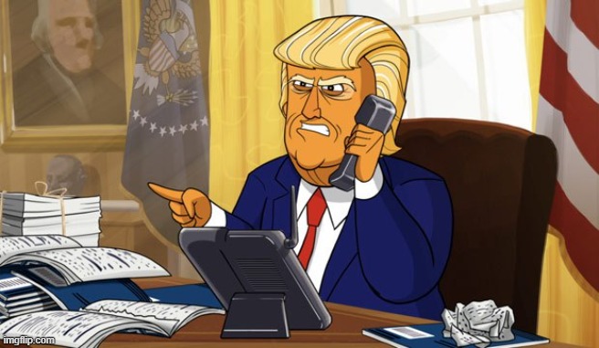 Trump pointing on phone Blank Meme Template