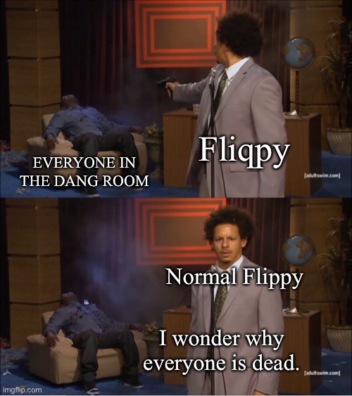 Who Killed Hannibal | Fliqpy; EVERYONE IN THE DANG ROOM; Normal Flippy; I wonder why everyone is dead. | image tagged in memes,who killed hannibal | made w/ Imgflip meme maker